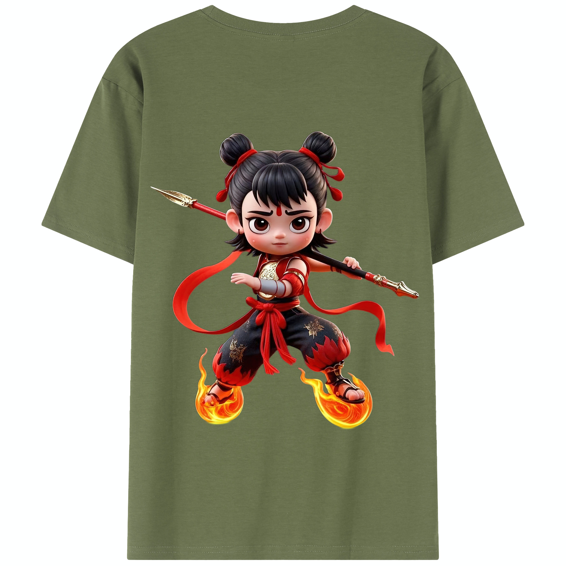 （画像用） Ne Zha 2 ナタ 魔童の大暴れ 綿100％半袖Tシャツ（背面プリント）